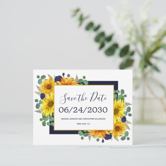 Rustige Rozen van de Zonnebloem Wedden sparen de D Aankondigingskaart (Staand voorkant)