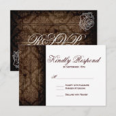 Rustige Rozen van het land Barn Wood Wedding RSVP- RSVP Kaartje (Voorkant / Achterkant)