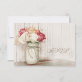 Rustige Rozen van het land Mason Jar Wedding RSVP- RSVP Kaartje (Achterkant)