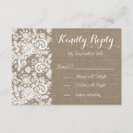 Rustige RSVP-kaart met schoot en plaats voor bruil RSVP Kaartje