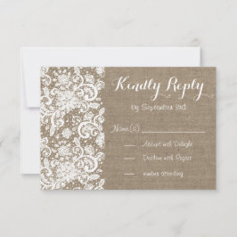 Rustige RSVP-kaart met schoot en plaats voor bruil RSVP Kaartje