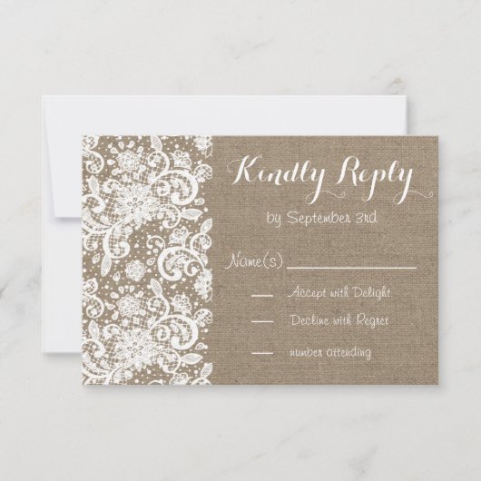 Rustige RSVP-kaart met schoot en plaats voor bruil RSVP Kaartje (Voorkant)