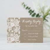 Rustige RSVP-kaart met schoot en plaats voor bruil RSVP Kaartje (Staand voorkant)