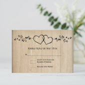 Rustige  RSVP-kaarten met dubbele harten RSVP Kaartje (Staand voorkant)