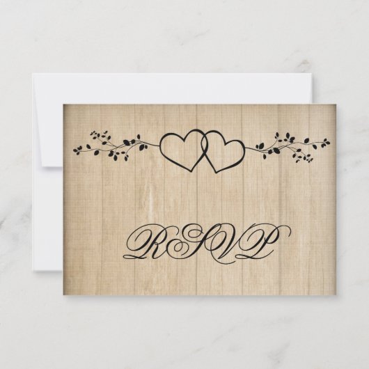 Rustige  RSVP-kaarten met dubbele harten RSVP Kaartje (Achterkant)