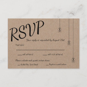 Rustige RSVP met String Lights op Kraft Paper