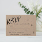 Rustige RSVP met String Lights op Kraft Paper (Staand voorkant)