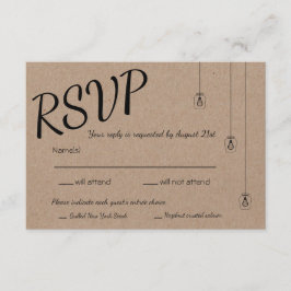 Rustige RSVP met String Lights op Kraft Paper Kaartje