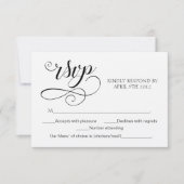 Rustige RSVP Script Response Kaart Swirl Typograph (Voorkant)
