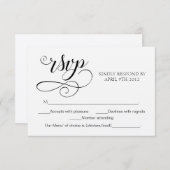 Rustige RSVP Script Response Kaart Swirl Typograph (Voorkant / Achterkant)