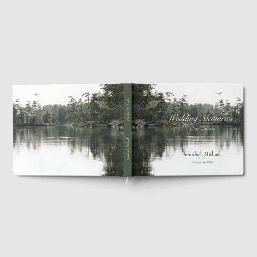 Rustige rustieke meer evergreens reflectiegeheugen gastenboek (Volledig)