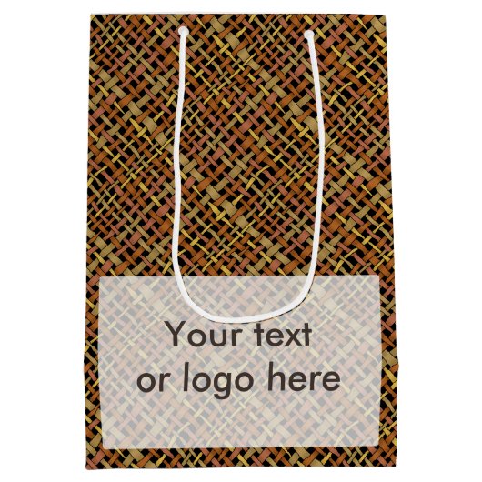 Rustige ruwe Grafische Natuurlijke Kleuren Burlap Medium Cadeauzakje (Achterkant)