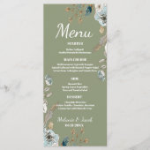 Rustige Sage floral 4x9 flat bruiloft Menu (Voorkant)