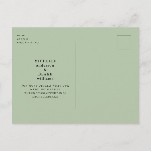 Rustige Sage Foliage Sunflower Save the Date Briefkaart (Achterkant)