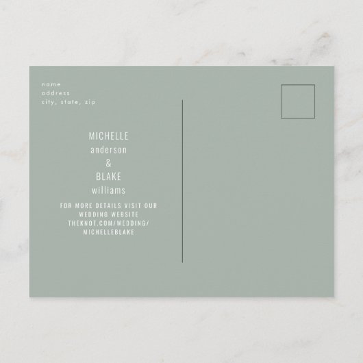 Rustige Sage Foliage Sunflower Save the Date Briefkaart (Achterkant)