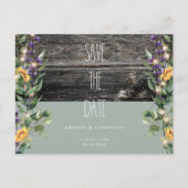 Rustige Sage Foliage Sunflower Save the Date Briefkaart (Voorkant)