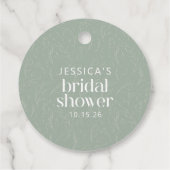 Rustige Sage Green Botanical Custom Vrijgezellenfe Bedankjes Labels (Achterkant)