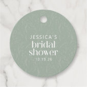 Rustige Sage Green Botanical Custom Vrijgezellenfe Bedankjes Labels (Voorkant)