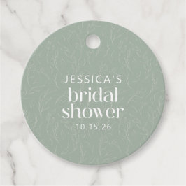 Rustige Sage Green Botanical Custom Vrijgezellenfe Bedankjes Labels