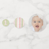 Rustige Sage Green & Roze Floral 1st Birthday Tabl Confetti (Voorkanten)