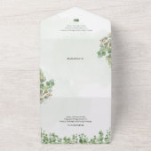 Rustige Sage Green Waterverf Eucalyptus Wedding All In One Uitnodiging (Buitenkant)
