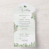 Rustige Sage Green Waterverf Eucalyptus Wedding All In One Uitnodiging (Binnen)