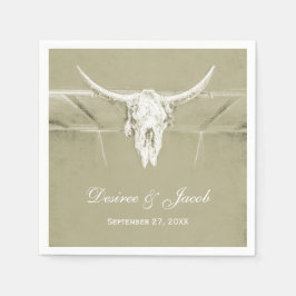 Rustige Sage Green White Westerne Koe Servet