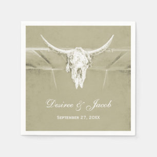 Rustige Sage Green White Westerne Koe Servet