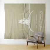 Rustige Sage Green White Westerne Koe Skull Backdr Wandkleed (In Situ (horizontaal))