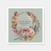 Rustige Sage Groene Veer Turquoise Roze Douche Servet (Voorkant)