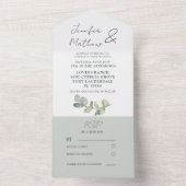 Rustige Saliegroene Eucalyptus Bruiloft All In One Uitnodiging (Binnen)