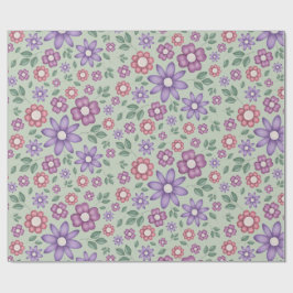 rustige saliegroene pastel bloemenpatroon cadeaupapier