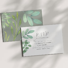 Rustige saliegroene trouw-RSVP kaart