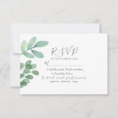 Rustige saliegroene trouw-RSVP kaart (Voorkant)