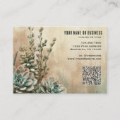 Rustige Saliegroene Woestijnsucculent QR-code Visitekaartje (Achterkant)