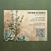 Rustige Saliegroene Woestijnsucculent QR-code Visitekaartje