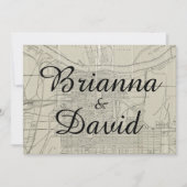 Rustige  Savannah GA Map Wedding Uitnodiging (Voorkant)