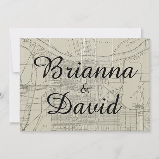 Rustige  Savannah GA Map Wedding Uitnodiging (Voorkant)