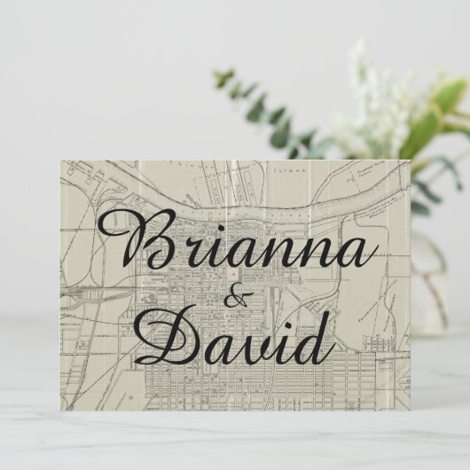 Rustige  Savannah GA Map Wedding Uitnodiging (Staand voorkant)