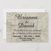 Rustige  Savannah GA Map Wedding Uitnodiging (Achterkant)