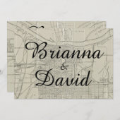 Rustige  Savannah GA Map Wedding Uitnodiging (Voorkant / Achterkant)