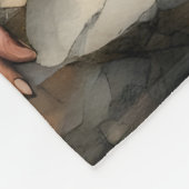 Rustige scène: Inheems en wolf door water Fleece Deken (Hoek)