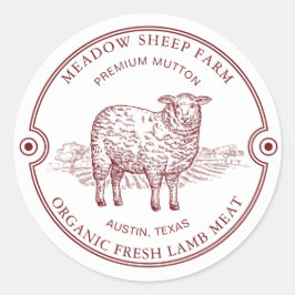 Rustige schapenlammeren Logo Boerderij Klassic Rou Ronde Sticker