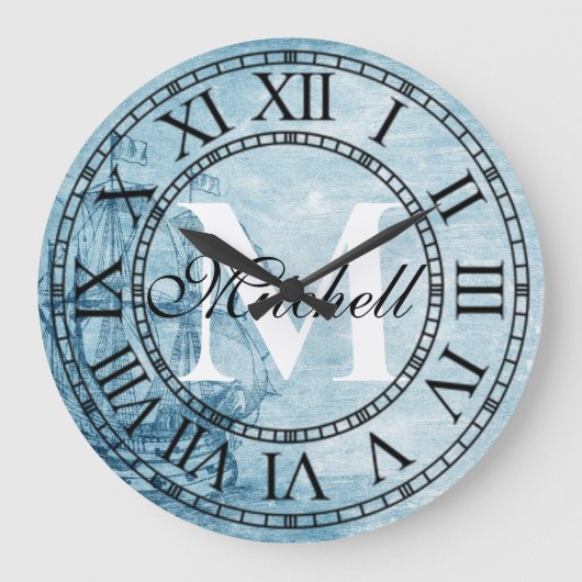 Rustige scheepsmonogram grote klok (Voorkant)