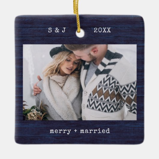 Rustige schrijfmachine blauw | Foto van Merry en M Keramisch Ornament (Voorkant)