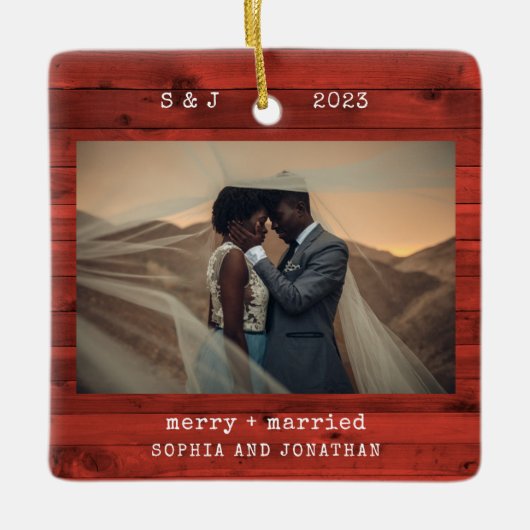 Rustige schrijfmachine rood | Foto van Merry en Ma Keramisch Ornament (Voorkant)