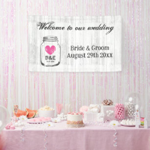 Rustige schuur bruiloft witte houten achtergrond w spandoek