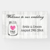 Rustige schuur bruiloft witte houten achtergrond w spandoek (Horizontaal)