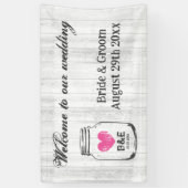 Rustige schuur bruiloft witte houten achtergrond w spandoek (Verticaal)