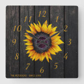 Rustige schuur- en zonnebloemenhok vierkante klok (Voorkant)